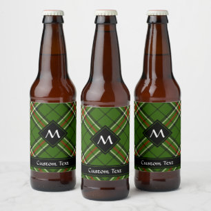 Rótulo Para Garrafa De Cerveja Tartan verde, preto, vermelho e branco