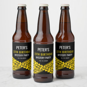 Rótulo Para Garrafa De Cerveja Tema de Festa de Aniversário de Mistério de Assass