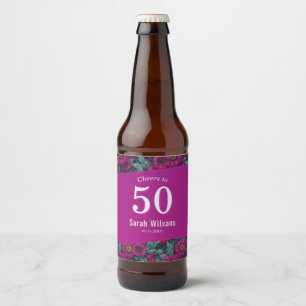 Rótulo Para Garrafa De Cerveja Tema Margarida Aniversário Feliz Aniversário Roxo