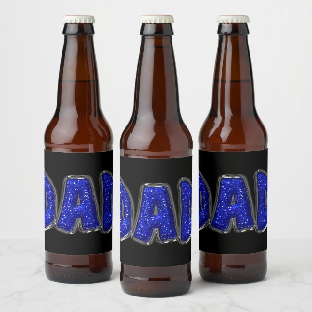 Rótulo Para Garrafa De Cerveja Texto Do PAI De Brilho Azul Que Você Personaliza (Garrafas)
