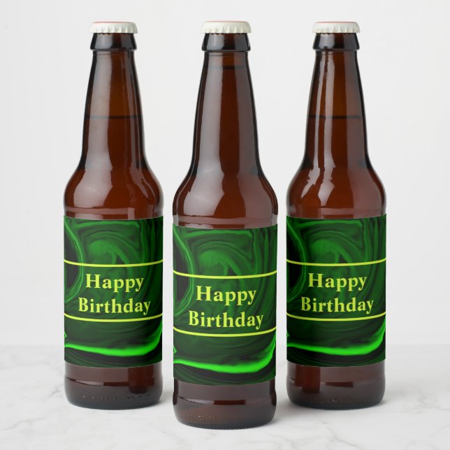 Rótulo Para Garrafa De Cerveja textura pedra malaquita verde, personalizada (Garrafas)