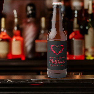 Rótulo Para Garrafa De Cerveja Til Death Nos Parte Gótica Coração Floral Vermelho