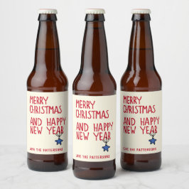 Rótulo Para Garrafa De Cerveja Tipografia Moderna Simples Feliz Natal