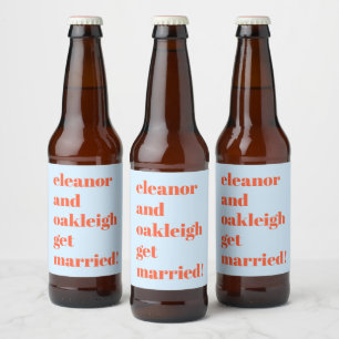 Rótulo Para Garrafa De Cerveja Tipografia Negrita Azul Laranja Casamento Moderno