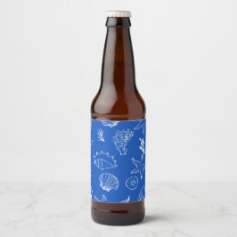 Rótulo Para Garrafa De Cerveja Toalhas de casamento de praia de verão azul
