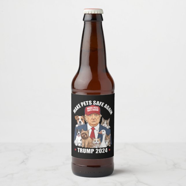 Rótulo Para Garrafa De Cerveja Torne Os Animais Seguros Novamente Trump 2024 Salv (Frente)