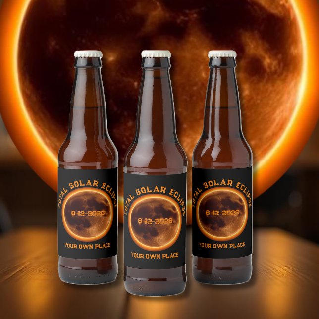 Rótulo Para Garrafa De Cerveja Total Solar Eclipse August 12, 2026 (Total Solar Eclipse August 12, 2026 Beer Bottle Label )