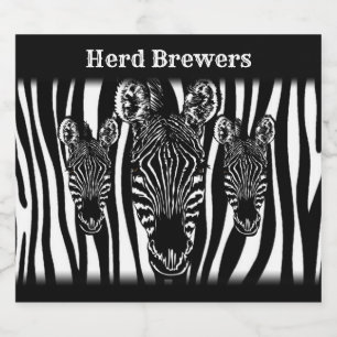 Rótulo Para Garrafa De Cerveja Trendy Zebra Herd na Impressão Zebra