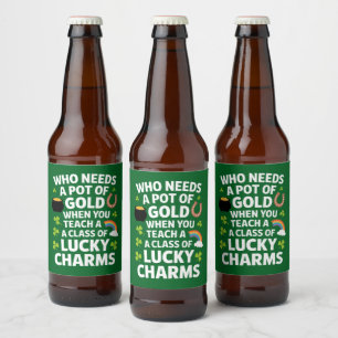 Rótulo Para Garrafa De Cerveja Trevo de Charme Sortudo do Professor St Patricks I