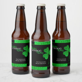Rótulo Para Garrafa De Cerveja Trevo de São Patrício Verde Brilhante Personalizad