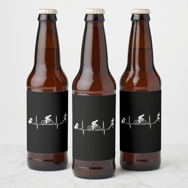 Rótulo Para Garrafa De Cerveja Triathlon - Triathlon Heartbeat (Garrafas)