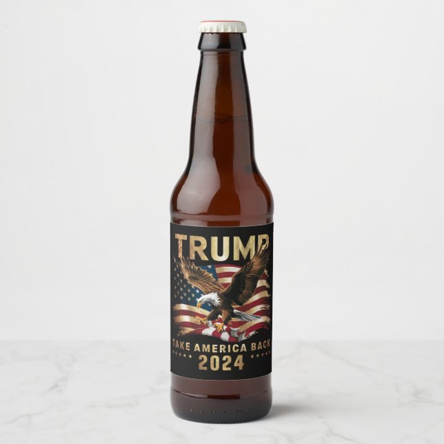 Rótulo Para Garrafa De Cerveja Trump 2024 Retome América Bandeira Americana Trump (Frente)