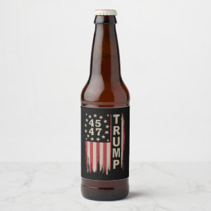 Rótulo Para Garrafa De Cerveja Trump 45 47 Vintage Retro America Flag