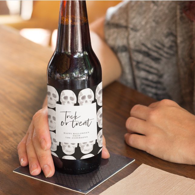 Rótulo Para Garrafa De Cerveja Truque ou tratamento assustador | Festa de Hallowe (Criador carregado)
