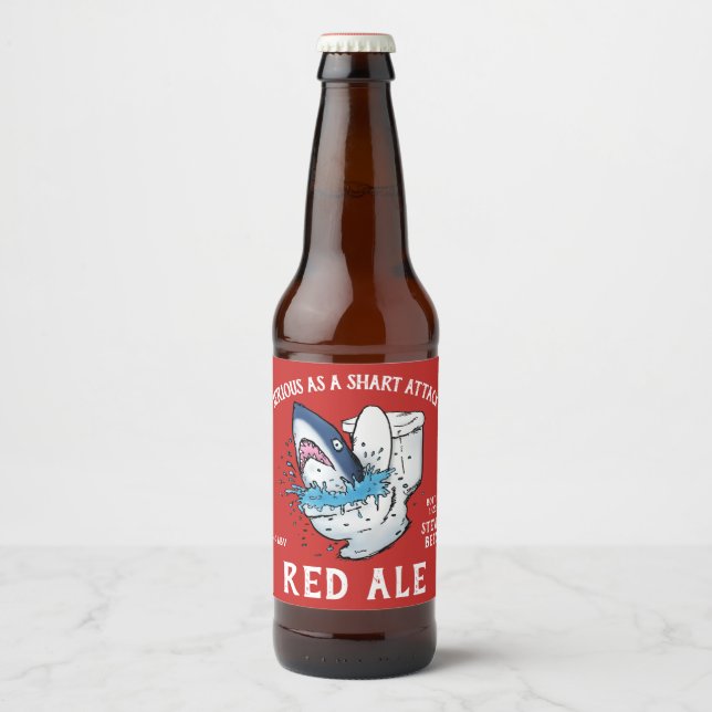 Rótulo Para Garrafa De Cerveja Tubarão-mosca Engraçado com Ataque (Frente)