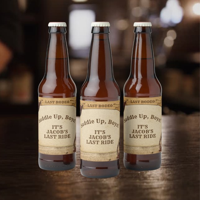 Rótulo Para Garrafa De Cerveja Último Rodeo do Noivo Montem Rapazes Festa de Desp (Groom’s Last Rodeo Saddle Up Boys Bachelor Party beer labels video)