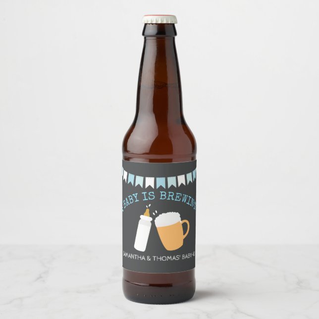 Rótulo Para Garrafa De Cerveja Um bebê está criando a garrafa de cerveja Baby-Q B (Frente)