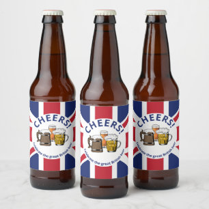 Rótulo Para Garrafa De Cerveja Union Jack Excelente UK Cartoon Beers Saúde