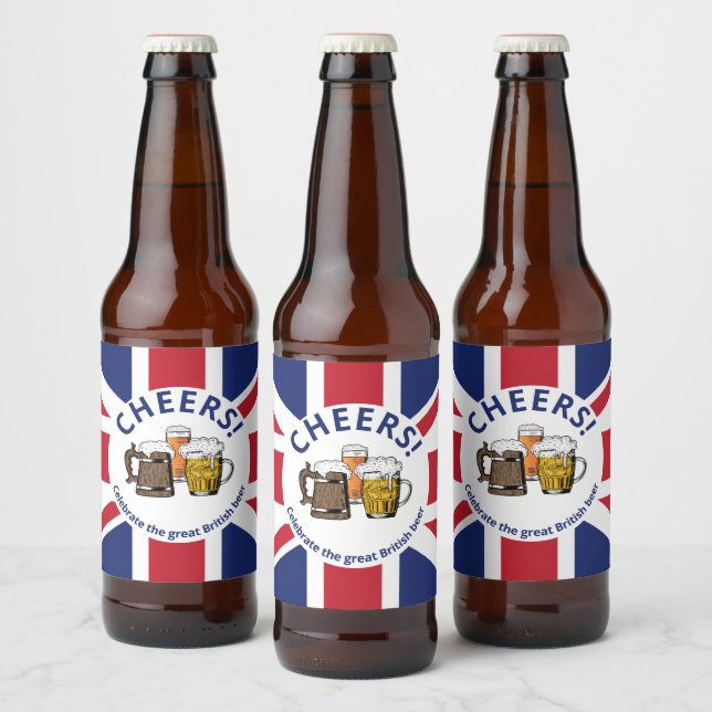 Rótulo Para Garrafa De Cerveja Union Jack Excelente UK Cartoon Beers Saúde (Garrafas)