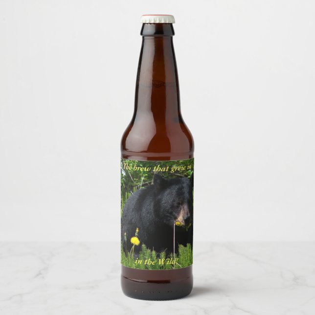 Rótulo Para Garrafa De Cerveja Urso Negro na Natureza (Frente)