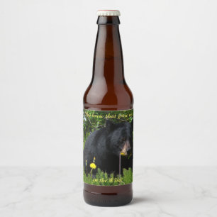 Rótulo Para Garrafa De Cerveja Urso preto no selvagem