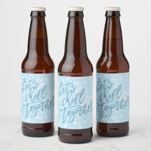 Rótulo Para Garrafa De Cerveja Vamos Chill Juntos Trendy Ice Blue