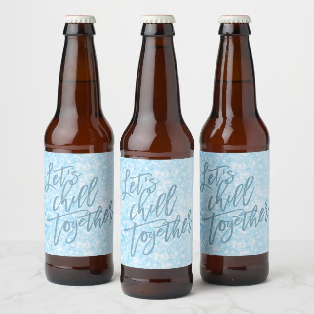 Rótulo Para Garrafa De Cerveja Vamos Chill Juntos | Trendy Ice Blue (Garrafas)