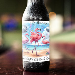 Rótulo Para Garrafa De Cerveja Vamos Flamenco! Festa de Aniversário na Praia