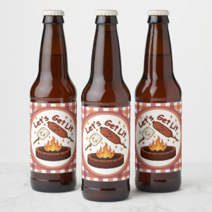 Rótulo Para Garrafa De Cerveja Vamos nos soltar no fogos - Marshmallow e cachorro