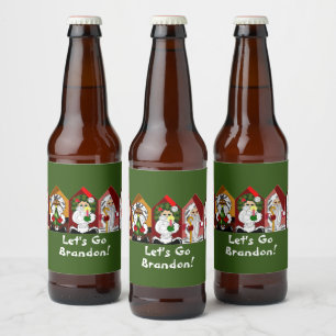 Rótulo Para Garrafa De Cerveja Vamos Vai Brandon! Cartoon Santas