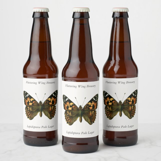 Rótulo Para Garrafa De Cerveja Vanessa cardui - A Bebida Borboleta B, pintada (Garrafas)