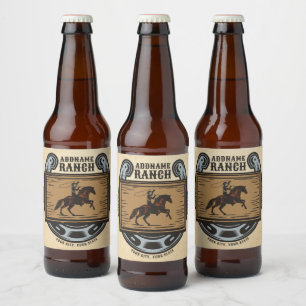 Rótulo Para Garrafa De Cerveja Vaqueiro laçando ADD NOME Família Western Rancho d
