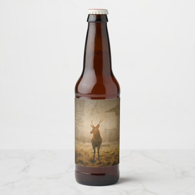 Rótulo Para Garrafa De Cerveja Veado na floresta (Frente)