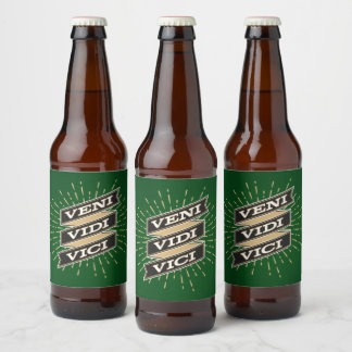 Rótulo Para Garrafa De Cerveja Veni Vidi Vici Green Beer Botle Label
