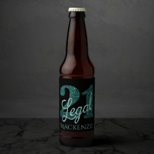 Rótulo Para Garrafa De Cerveja Verde 21 e Jurídico Na moda aniversário de 21