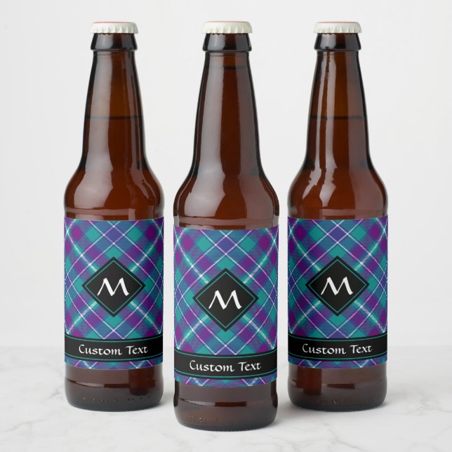 Rótulo Para Garrafa De Cerveja Verde marinho, Roxo e Tartan Azul (Garrafas)