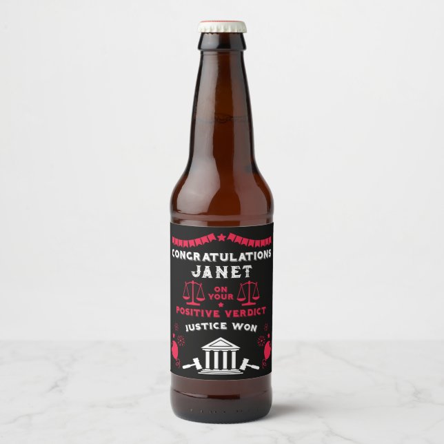 Rótulo Para Garrafa De Cerveja veredicto do Tribunal parabéns (Frente)