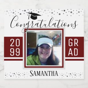 Rótulo Para Garrafa De Cerveja Vinho Fotográfico de Parabéns de Graduação Elegant