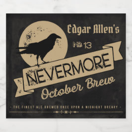 Rótulo Para Garrafa De Cerveja Vintage Gothic Personalizado Halloween Raven Perso