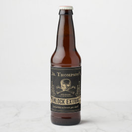 Rótulo Para Garrafa De Cerveja Vintage Halloween Skull Faux