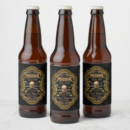 Rótulo Para Garrafa De Cerveja Vintage Poison Skull