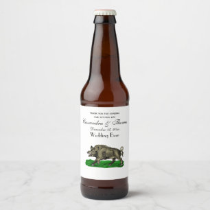 Rótulo Para Garrafa De Cerveja Vintage Wild Boar Draar BW #3C