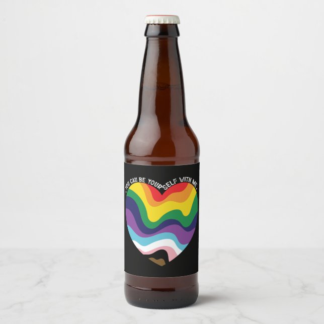 Rótulo Para Garrafa De Cerveja Você Pode Ser Você Mesmo Comigo LGBT Transgênero G (Frente)