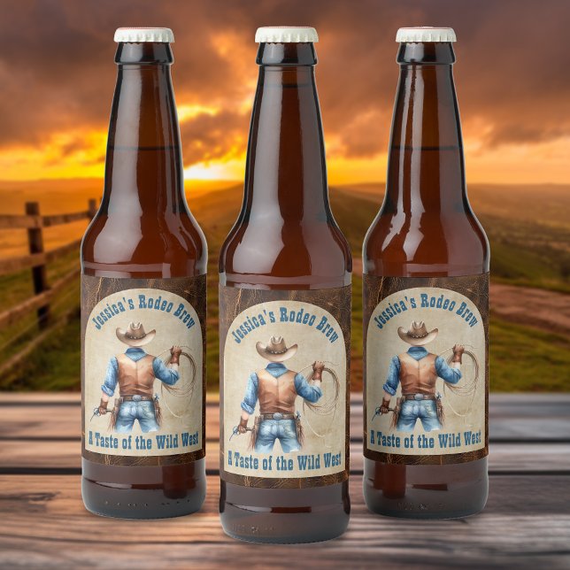 Rótulo Para Garrafa De Cerveja Wild West Cowboy (Criador carregado)