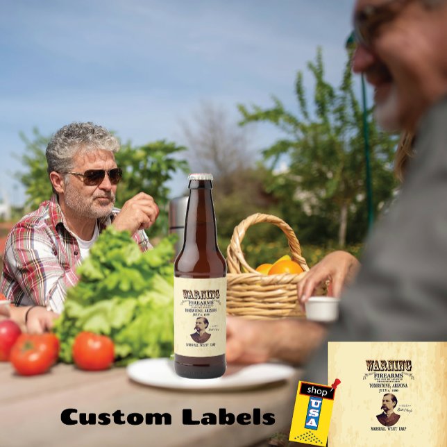 Rótulo Para Garrafa De Cerveja Wyatt Earp ⚖️ Lawman Marshall Old Tombstone (Criador carregado)