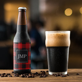 Rótulo Para Garrafa De Cerveja Xadrez Red Buffalo Moderna | Pessoal Inicial