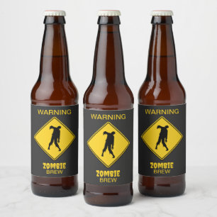 Rótulo Para Garrafa De Cerveja Zombie Warning Halloween