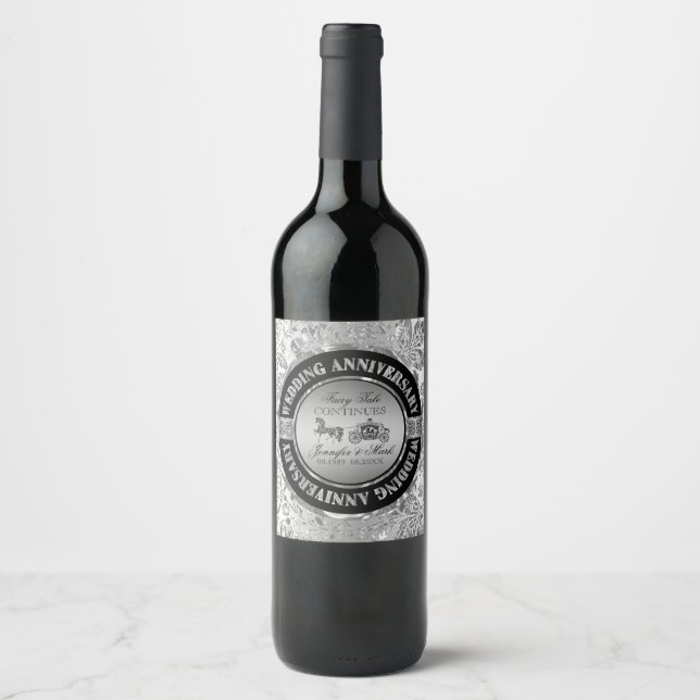Rótulo Para Garrafa De Vinho 25 Casamento Aniversário de Casamento Equinos Fada (Frente)