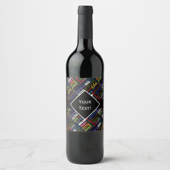 Rótulo Para Garrafa De Vinho 65ª Festa de aniversário Personalizada Monograma (Frente)