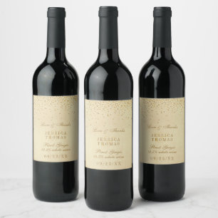 Rótulo Para Garrafa De Vinho A coleção Dourado Glam do casamento dos confetes